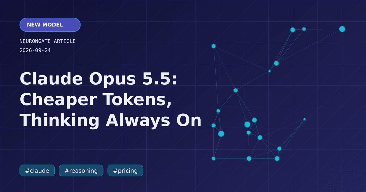Claude Opus 5.5: Cheaper Tokens, Thinking Always On article preview graphic